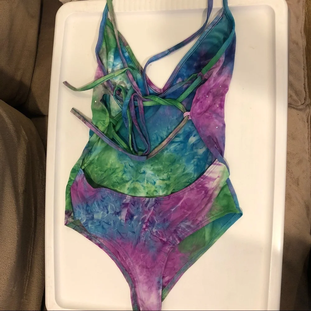 Dolls Kill Rhinestone Tie Dye Bodysuit - Picture 4 of 4